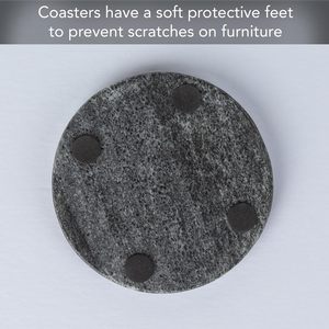 Natural Black Marble Coasters Set of 4 Eco Friendly Round Stone Drink Coaster 10cm Heavy Duty <b>Table</b> <b>Protection</b> Cup Mat for Hotel - Product Image 3