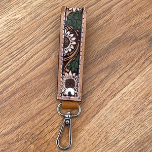 พวงกุญแจหนังห่วงคล้องข้อมือสำหรับผู้หญิงทำจากหนังแท้ที่ทนทานปรับแต่งได้ตามต้องการ - Product Image 3