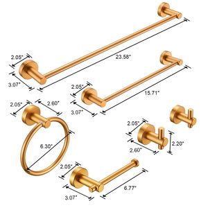 ชุดอุปกรณ์ห้องน้ำอะลูมิเนียมหนาพิเศษ 3 ชิ้น ขนาด 16-27 นิ้ว ปรับได้ สีทองขัดเงา ราวแขวนผ้าขนหนู อุปกรณ์ห้องน้ำคุณภาพสูง - Product Image 2