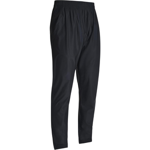 Pantalon de jogging décontracté pour homme en toile de coton écologique, coupe droite, noir, taille élastique, poids moyen, respirant, poches latérales, bouton - Product Image 3