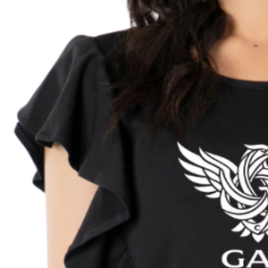 Camiseta de Verano para Mujer, de Manga Corta, con Volantes, Lisa, de Algodón Teñido, Informal, con Logotipo Personalizado, Suave y Transpirable - Product Image 3