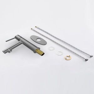 Rubinetto da Bagno Monocomando Grigio Canna di Fucile con Luce LED, Montaggio su Piano, 1-3 Fori, Modalità Flusso Fontana, Doppia Funzione, per Lavanderia - Product Image 3