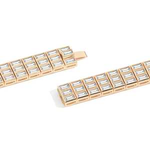 Custom 14K 18K <b>Solid</b> Gold 32 Carat Baguette Cut Lab Grown Diamond 9.7mm Wide Convertible 2 in 1 Choker <b>Necklace</b> Women Wholesale - Product Image 4