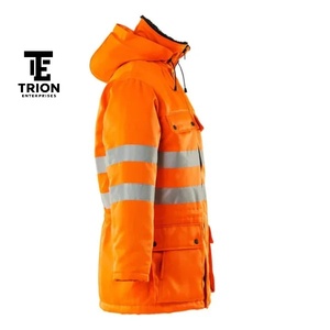 Vêtements de travail d'hiver haute visibilité sur mesure, réfléchissants, imperméables, 100% polyester rembourré, ANSI classe 2, gilet de sécurité pour hommes, LED de sécurité - Product Image 3