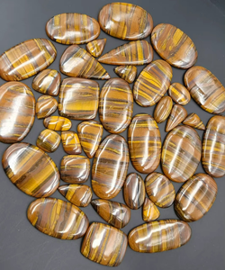 Pierre précieuse naturelle Œil de tigre jaune, en vrac, pour la fabrication de bijoux, de haute qualité, polie, cristal de guérison, cabochon coloré - Product Image 2