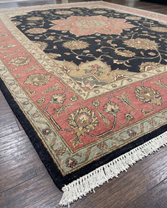 Tapis de luxe à poils épais, tufté à la main, motif floral Rose Noire, avec bordure rose pâle, écologique, pour salon et intérieur d'hôtel - Product Image 2
