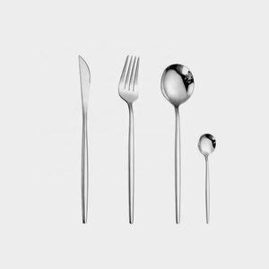 Logotipo personalizado Cubiertos utensilio Comida Elegante diseñador de acero inoxidable Mango largo redondo Cubiertos Juego de cubiertos - Product Image 1