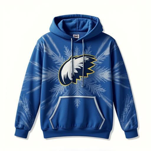 Sweat-shirt à capuche en polaire polyester/nylon imperméable et chaud style hockey sur glace avec poche brodée numérique OEM/ODM - Product Image 2