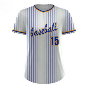 Camiseta de Béisbol Personalizable de Dos Botones, 100% Poliéster, Transpirable, con Estampado por Transferencia de Calor, Uniforme Unisex para Adultos, Cuello en V - Product Image 5