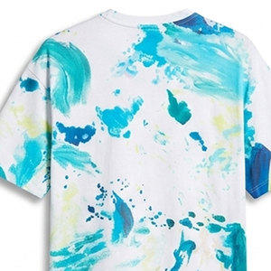 T-shirt Homme à Motif Abstrait Peint à la Main, Coupe Ample, Manches Courtes, Col Rond, Décontracté, Grande Taille, Tissu Tricoté - Product Image 5