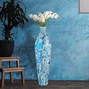 Elegante Florero Alto de Metal Azul, Estilo Bohemio, Hecho a Mano, Decorativo, para Diseño de Interiores del Hogar, a Precio Económico - Product Image 5