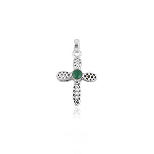 925 Solid Sterling Silver Green Onyx <b>Cross</b> <b>Charm</b> Pendant Fine Jewelry Trendy Women's Wedding Pendant - Product Image 1