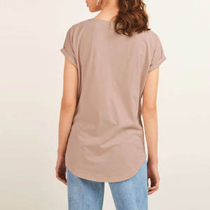 Women's Beige Star Print Short Sleeve T-Shirt O-Neck Loose Fit Casual Jersey Spring Summer Cotton <b>Top</b> - Product Image 3