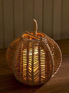 Round Rattan Pumpkin Halloween Decor Handwoven Natural Fiber Autumn Decoration Rustic Fall Centerpiece Harvest Party Ornament - Product Image 6