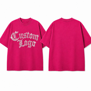 เสื้อยืดโอเวอร์ไซส์สีชมพูประดับคริสตัลแบบกำหนดเอง |   เสื้อยืดลายกราฟิกสไตล์โกธิคคริสตัลบลิง |   เสื้อยืดแฟชั่นสตรีทแวร์แบบยูนิเซ็กซ์ขายส่ง - Product Image 3