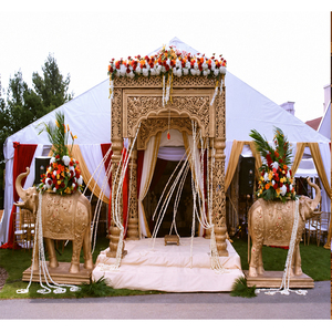 Mandap Dorado para Bodas del Sur de Asia, Exclusivo Mandap Portátil de Fibra de Vidrio con Puerta Tallada, Ideal para la Mejor Boda Hindú - Product Image 1
