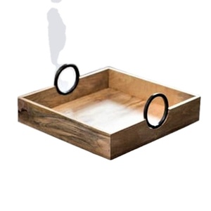 VISHAL HANDICRAFT Latest Arrival High Quality Industrial Design Wooden <b>Table</b> <b>Top</b> Serving Tray Handmade Bar Mitzvah Custom Size - Product Image 5