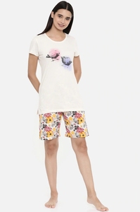 Shorts en coton tricoté à imprimé floral pour femmes, taille basse élastique avec cordon de serrage, coupe décontractée, respirant et à séchage rapide - Product Image 4