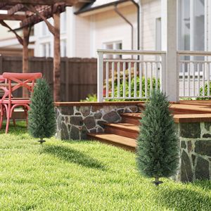 Set di 2 Alberi di Cipresso Artificiali da 110 cm, Resistenti ai Raggi UV, per Interni ed Esterni, con Picchetto di Supporto per Giardino - Product Image 2