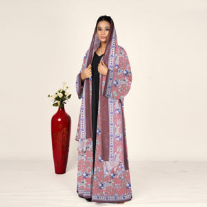 Abaya de Chifón con Estampado Floral, Mangas Fluidas, Pañuelo para la Cabeza, Abertura Frontal, Modesta, Musulmana, para Eid y Ramadán, Largo hasta el Suelo, Tallas Grandes, para Mujeres Árabes - Product Image 4