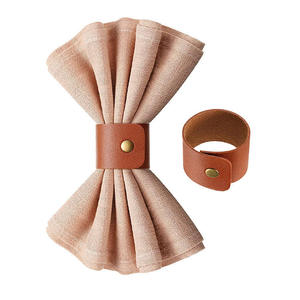 Custom PU Leather <b>Napkin</b> <b>Ring</b> Set Handmade Table <b>Napkin</b> Holder Wedding Restaurant Hotel Dining Decor Wholesale Exporter - Product Image 1