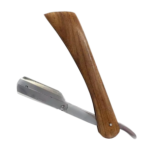 Navaja de afeitar manual clásica con mango de madera y hoja antiarañazos, herramienta de peluquería para hombres, afeitadora de estilo. - Product Image 1