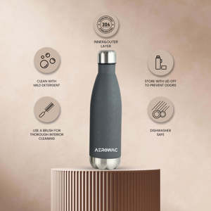 Modern Textured Grey Stainless Steel Thermal Water Bottle Vacuum Insulated Leak Proof Flask Cola Shape <b>Metal</b> Drinkware Travel - Product Image 2