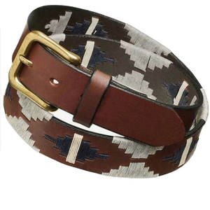 Ceintures de polo équestres classiques personnalisées en cuir véritable avec broderie, produits équestres en gros - Product Image 2