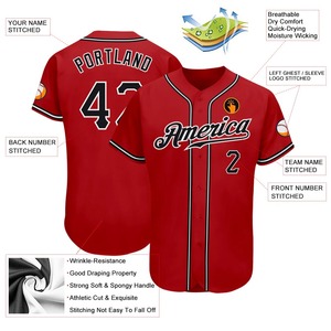 Anti-Bacterial Top Quality OMMiZ men Custom Red Black-White Authentic <b>Baseball</b> Jersey - Product Image 3