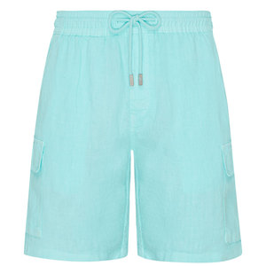 Shorts cargo pour homme, couleur menthe unie, taille mi-haute, cordon de serrage, bande élastique, tissu Oxford en coton respirant, shorts décontractés - Product Image 1