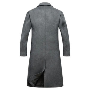 Abrigo Largo de Lana Gris para Mujer con Solapa Entallada, Cierre de Botón Único, Grueso y Cálido para Invierno, Prenda Exterior Formal - Product Image 4