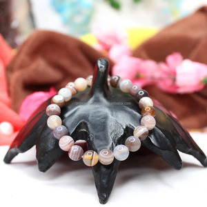 Lab Tested Botswana Quartz 8mm Round Seawater Pearl Bead Luxury Gift Bracelet for <b>Men</b> and Women Stretch Fashion Jewelry - Product Image 1