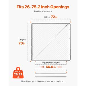 Cancello Regolabile per Recinzione a Catena 70 x 72 Pollici, Telaio in Legno Resistente alla Ruggine per Apertura Recinzione da Giardino 3 ft (L) x 4 ft (A) - Product Image 4