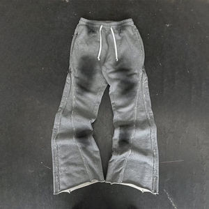 Pantalones Jogger Anchos de Hombre Y2K de Alta Calidad con Lavado Ácido, Cremallera, Estilo Urbano, Pierna Ancha, Dobladillo sin Rematar, Holgados y de Tejido Pesado - Product Image 3