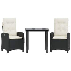 Ensemble de salle à manger de jardin blanc crème et noir, 2 places, meubles en osier d'extérieur, résistant aux intempéries, design contemporain - Product Image 4
