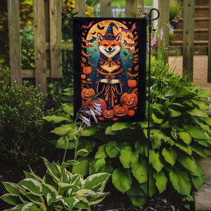 Shiba Inu Witchy Halloween Jardin Drapeau Multicolore Boîte Aux Lettres Décoratif Cour Bannière pour Patio Oeuvre et Parterres De Fleurs Petite Taille - Product Image 2