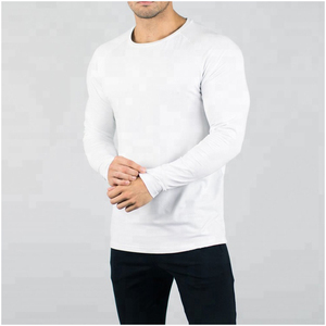 T-shirt à manches longues noir pour homme, col rond raglan, coupe ajustée, tricot uni, pull sportif - Product Image 3
