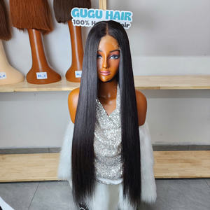 Pelucas de Cabello Humano Virgen Vietnamita 100% Natural, Doble Trama, 5x5 HD, Encaje Frontal Transparente, Sin Pegamento, Remy, Liso Extremo, 28 Pulgadas - Product Image 3