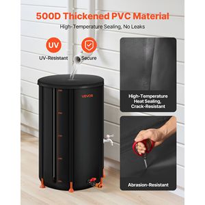 Baril de pluie pliable portable de 66 gallons en PVC 500D, système de collecte d'eau de jardin pour l'irrigation agricole, baril de stockage d'eau de pluie - Product Image 2