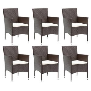 Set da pranzo da 7 pezzi in Poly Rattan marrone con cuscini mobili da esterno - Product Image 3