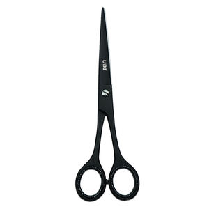 Ciseaux de barbier noirs de 17 cm, à lame droite, en acier à haute teneur en carbone, pour salon et usage professionnel - Product Image 1
