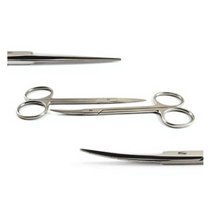 2 paires de ciseaux manuels pour tissus dentaires, droits et courbés, en acier inoxydable chirurgical, ergonomiques, pour la médecine vétérinaire et la dermatologie - Product Image 1