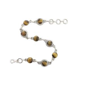 Pulsera hecha a mano de Plata de Ley 925 con diseño de eternidad, piedra preciosa de ojo de tigre amarillo, clásica para bodas, regalos/fiestas, venta al por mayor - Product Image 3