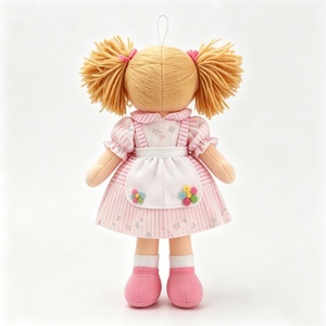 customized Mini hanging rag <b>doll</b>, twin pigtail cloth <b>doll</b>, pink striped floral apron <b>doll</b>, fabric plush ornament, stuffed girl - Product Image 4