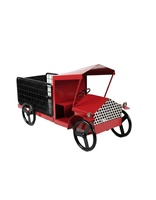 Modèle de camion de livraison vintage en métal rouge, figurine de pick-up rétro en fer artisanal, style antique, décoration de table pour la maison ou le bureau
