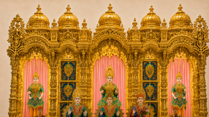 Majestic Golden Swaminarayan <b>Mandir</b> Community Prayer Hall Large Traditional Teak Wood Durable Hindu Community Center - Product Image 3