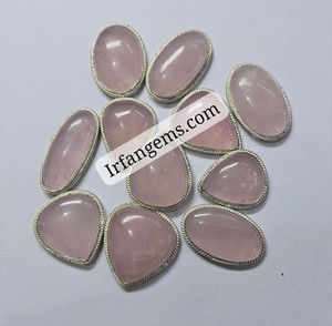 100% Natürlicher Hochwertiger Rosenquarz-Messinganhänger zum Großhandelspreis, Rosenquarz-Deutschsilber-Anhänger, Rosenquarz-Messinganhänger - Product Image 2
