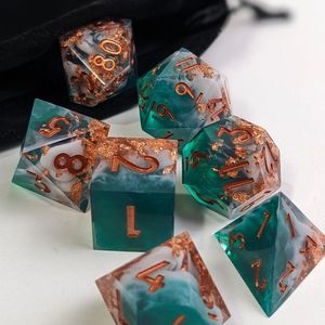 CrystalGrain <b>Gaming</b> Dice Set WoodLuxe Artisan Dice ResinForge Tabletop Dice OakSphere Premium Dice Set TerraGlow Fusion Dice - Product Image 1