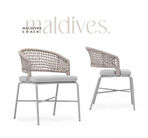 Modern <b>Stackable</b> Foldable Foam Cushion Rope Woven Stainless Steel Frame <b>Garden</b> <b>Chair</b> Outdoor Patio Dining Seat - Product Image 1