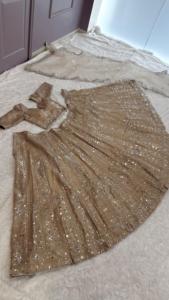 Lehenga Choli en soie à sequins, tenue de mariage indienne et pakistanaise, longueur au sol, séchage rapide, vêtements ethniques pour femmes - Product Image 4